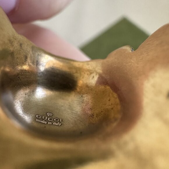 NEW Gucci Lion Head Gold Ring Blue Aquamarine Stone Size 23 IT 10.5 US - Picture 8 of 10